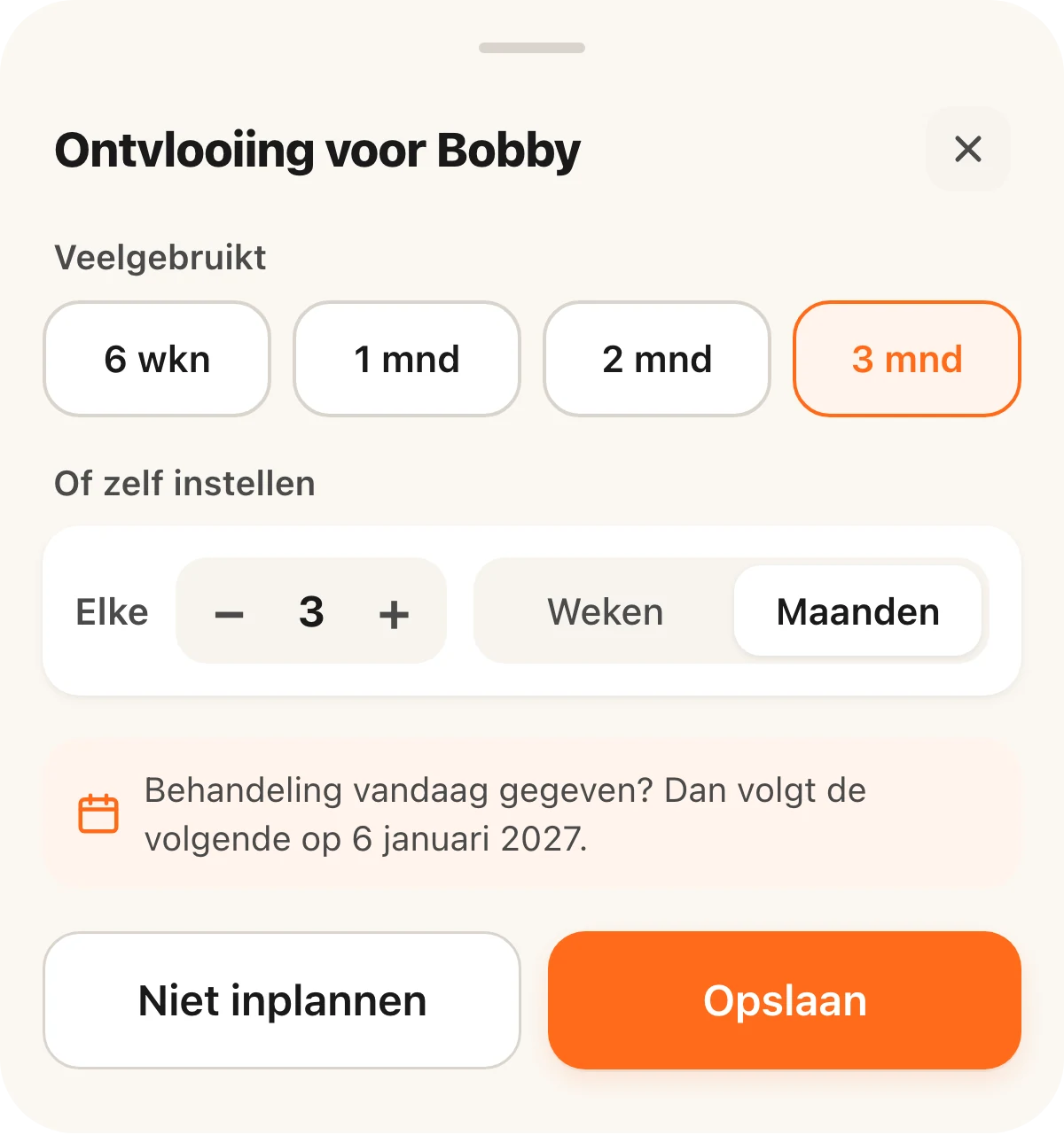 Een herhaalinterval kiezen in de app