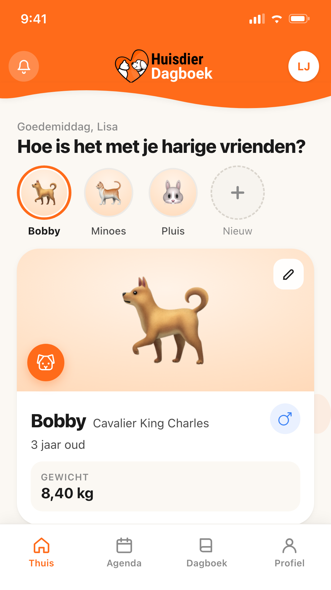 Schermafbeelding van de mobiele app