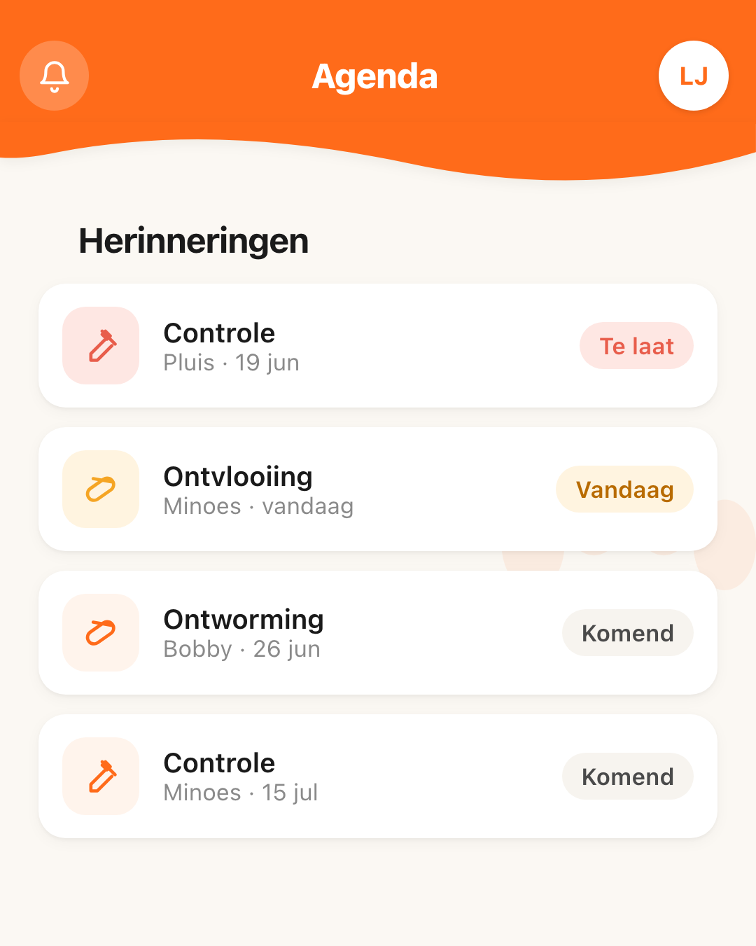 Screenshot: Herinneringen